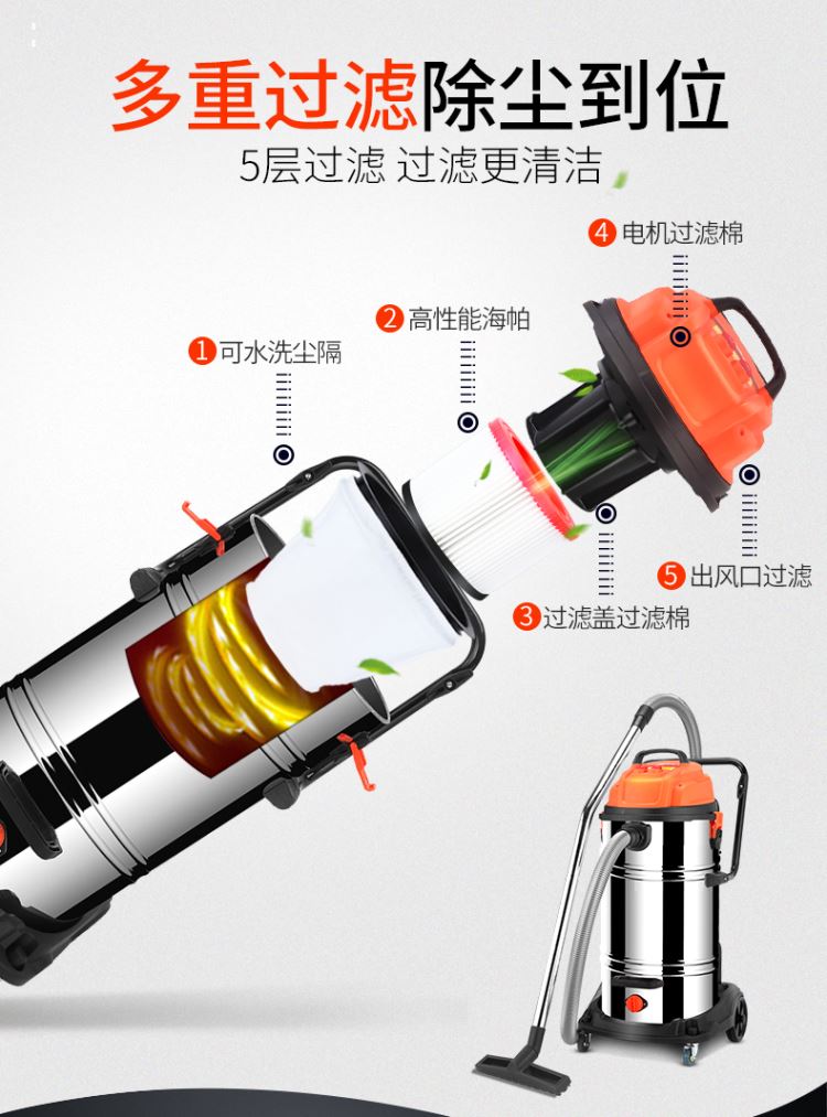 máy lau nhà xiaomi Công suất lớn thùng lọc thương mại hộ gia đình máy hút bụi im lặng công suất cao máy hút bụi khô và ướt công nghiệp - Máy hút bụi robot hút bụi zk901