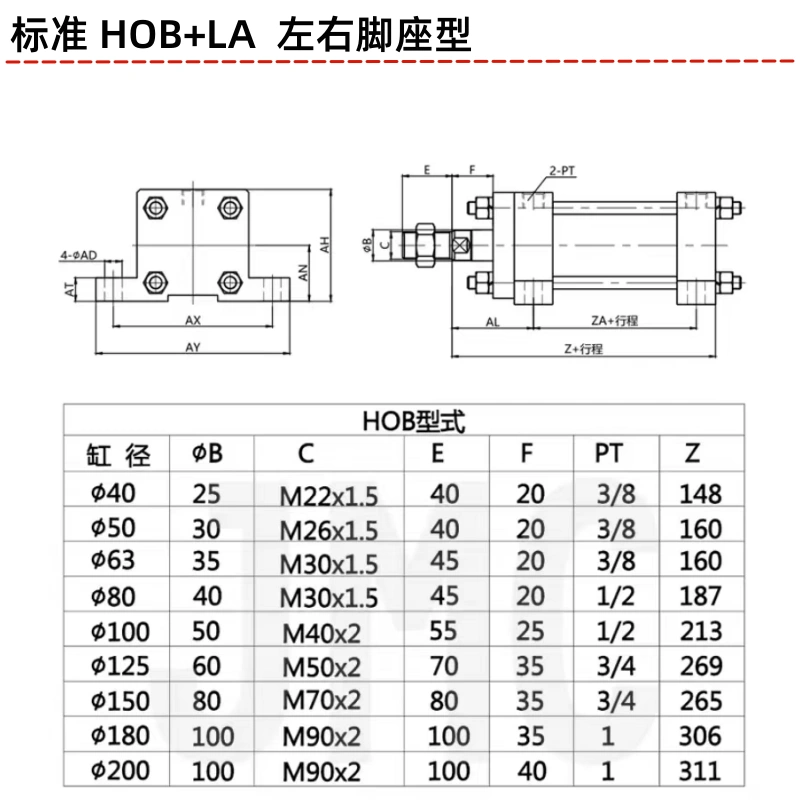 Xi lanh thủy lực tùy chỉnh 
            hạng nặng HOB40/50/63 Xi lanh thủy lực một chiều hai chiều nâng piston chống mài mòn và chống rò rỉ/xi lanh bán xi lanh thủy lực cũ cấu tạo xi lanh thủy lực 2 chiều
