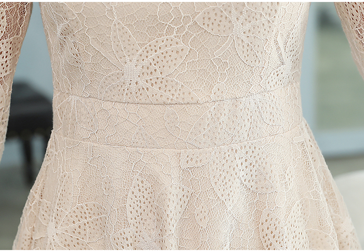 DABI 韓國風名媛荷葉蕾絲繡花拼接長袖洋裝 DABI 韓國風名媛荷葉蕾絲繡花拼接長袖洋裝