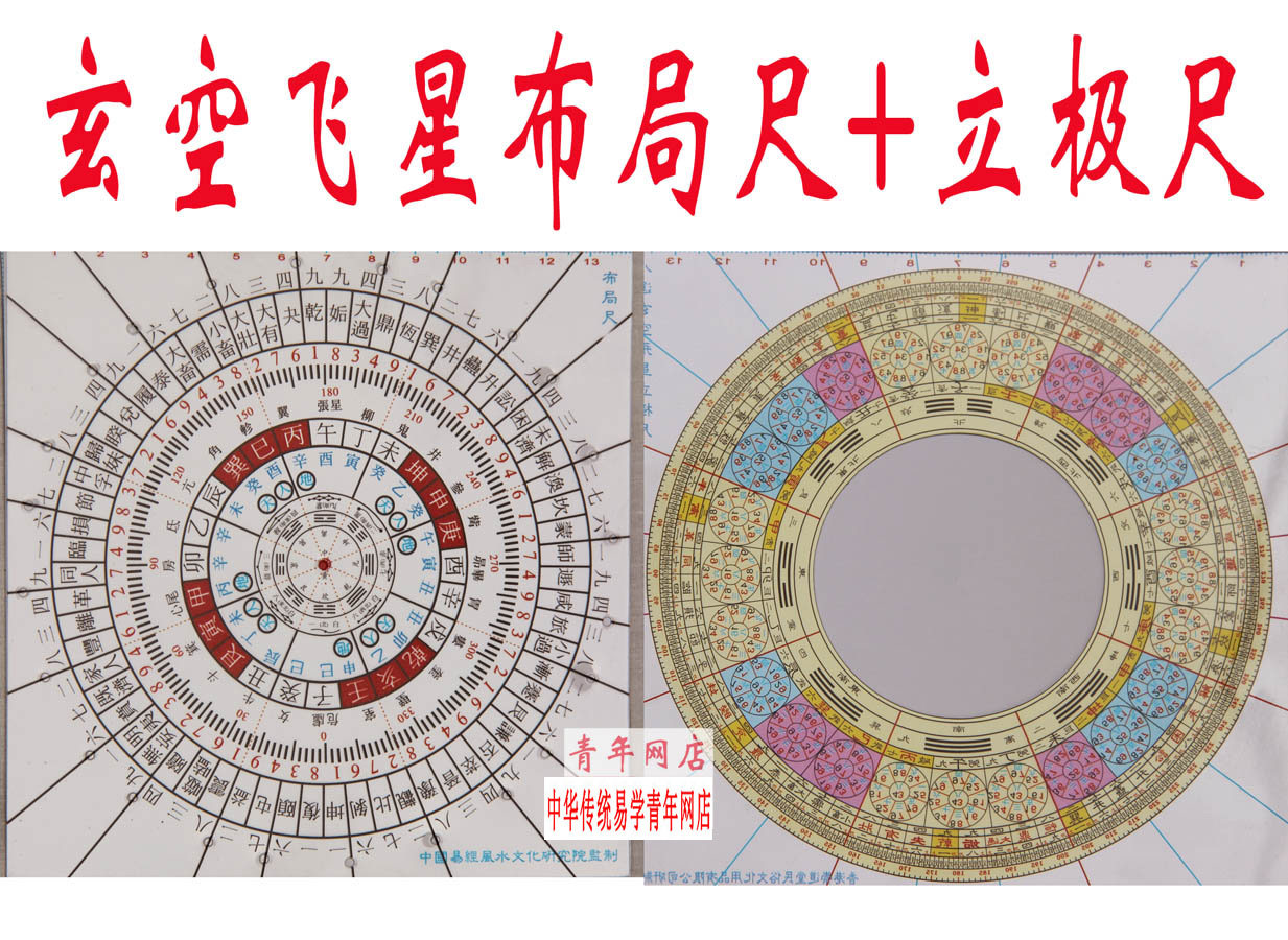 Modern factory Home Eight lucky Feng Shui Chong Daotang Compass layout ruler Xuankong Flying Star Transparent pole ruler