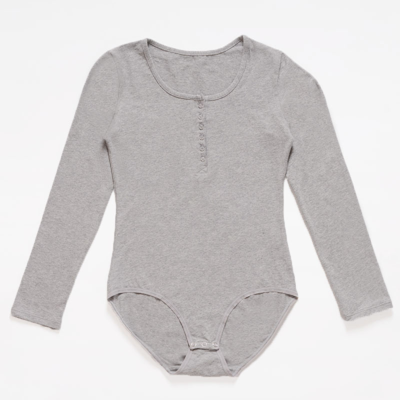 Áo dài tay nữ một mảnh corset ấm áp đồ lót đáy quần lót Kích thước lớn mỏng cổ tròn cơ thể bó sát phù hợp với một mảnh đồ lót 1 mảnh