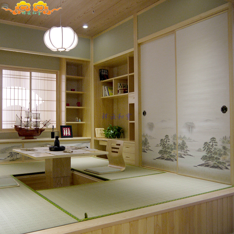 Foshan Solid Wood Day Style Tatami Terrace Rice Terrace Containing Bed Checkered doors Custom Tongcheng Free door-to-door measuring scale design