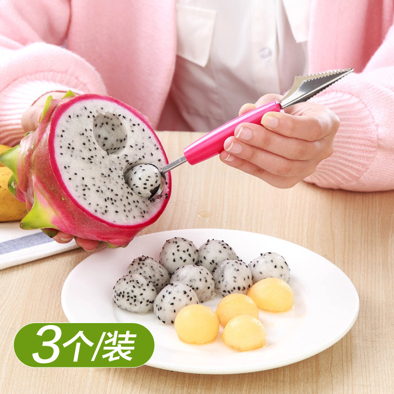 Creative double head stainless steel fruit dredger Watermelon Dig ball scoop Carved Knife Cut Fruit Knife Parquet Ice Cream Tool