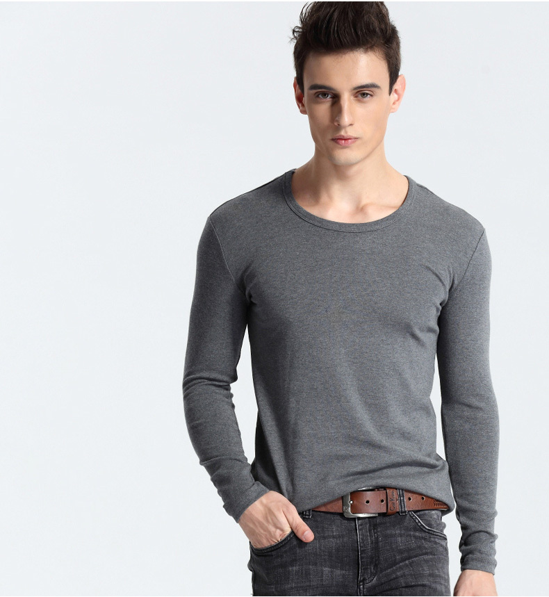 2 chiếc quần lót nam nhiệt đơn mảnh cotton vừa dày Slim V-cổ đáy áo mùa thu áo len dài tay cotton - Áo ấm áo ấm thu đông nam cổ lọ