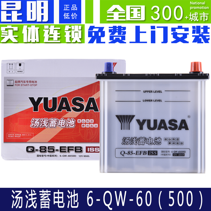 YUASA soup light car battery storage battery 6-QW-60 starting car special battery free of maintenance 12V