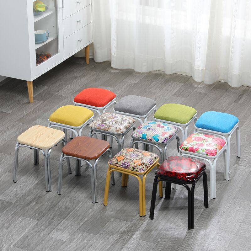 Special household round stool Dining table stool Simple and stylish round stool square stool thickened iron tube small bench set stool