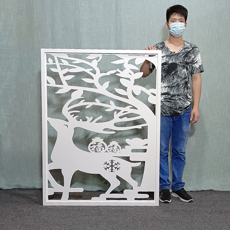 PVC ceiling lattice custom living room hollow flower board partition decoration porch screen partition wall wood carving background wall