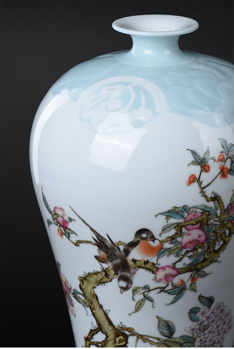 Jingdezhen hand - made pastel master mei bottle porcelain vase furnishing articles sitting room adornment flower arranging ceramic flower vases