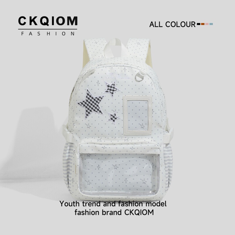Ckqiom Girly Style Star Polka Dot Backpack Student Ins Niche Design Backpack Ita Bag School Bag for Women