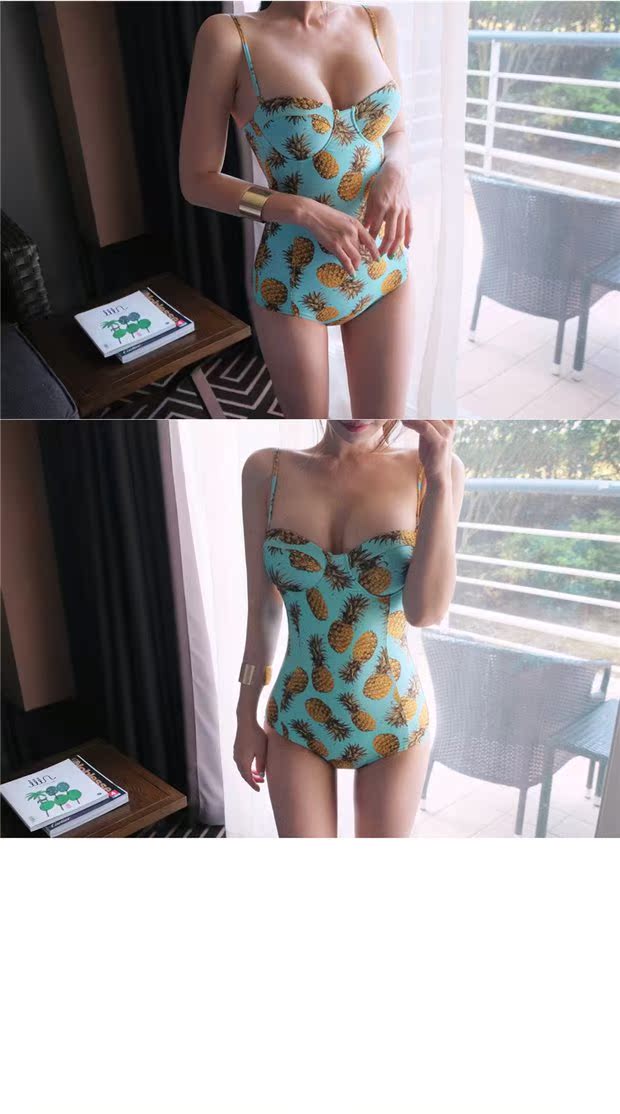 2017 mới Hàn Quốc áo tắm nữ cảm giác jumpsuit áo tắm bikini dứa mẫu cô gái ngực nhỏ thép tấm tập hợp đồ tắm biển nữ cao cấp