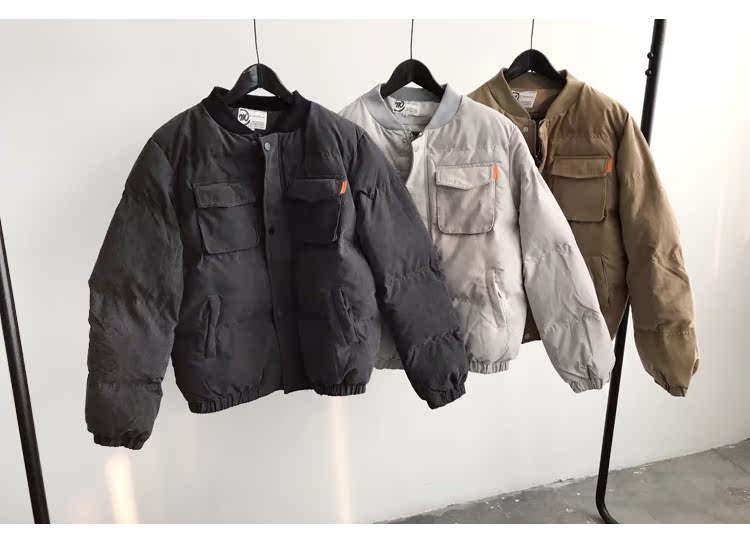 Phiên bản Hàn Quốc của mùa đông ngắn mới dày cổ áo bóng chày cotton nam thanh niên Slim áo thường lông màu rắn dụng cụ quần áo áo bomber adidas