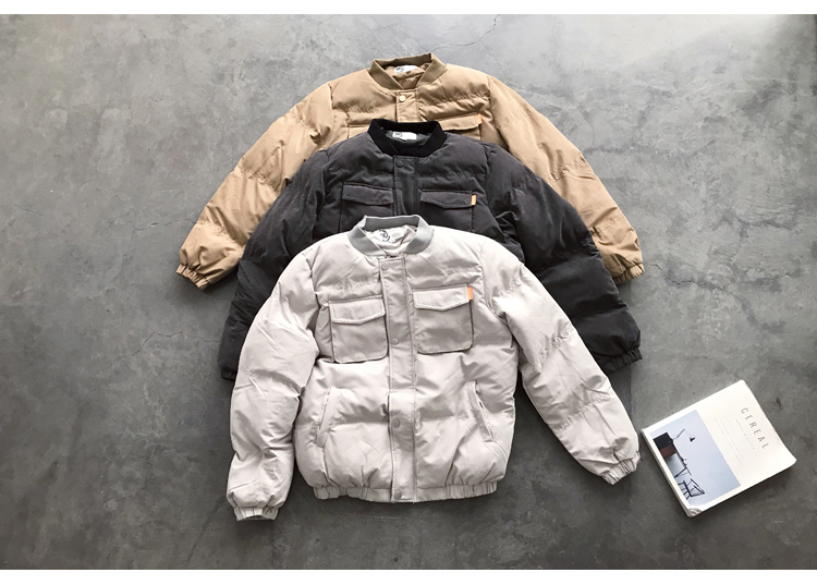 Phiên bản Hàn Quốc của mùa đông ngắn mới dày cổ áo bóng chày cotton nam thanh niên Slim áo thường lông màu rắn dụng cụ quần áo áo bomber adidas