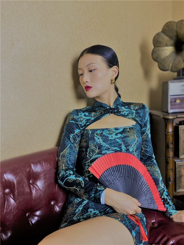 Ципао, ретро комплект, дизайнерское платье-комбинация, тренд сезона