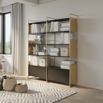 American living room office bookcase custom simple light luxury wind iron art bookshelf shelf floor background wall bookcase