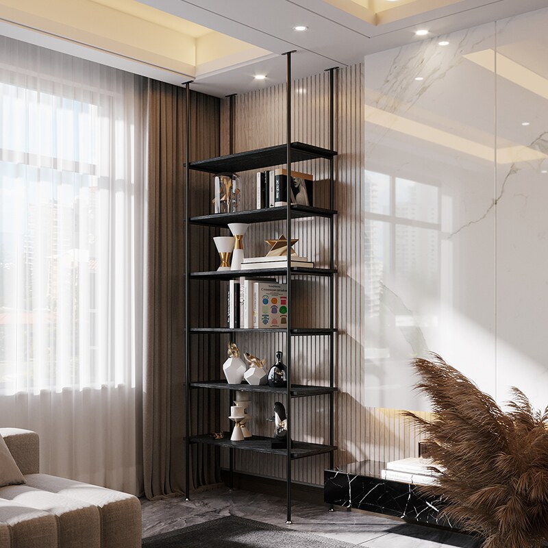 Top Tian Office Iron partition shelf living room light luxury metal full wall bookshelf customization and modern
