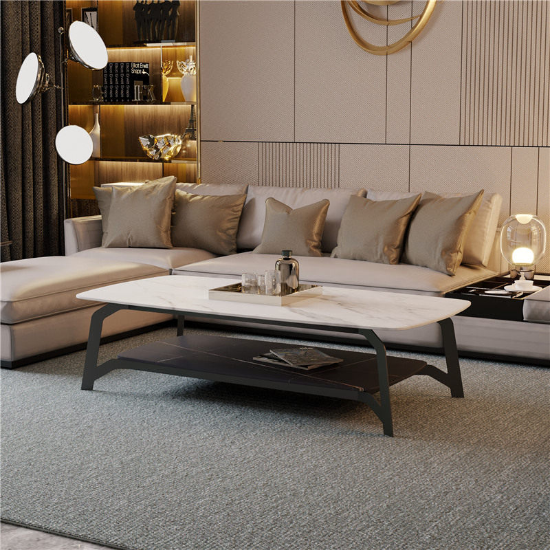 Minimalist tea table light and luxurious modern small family-shaped rectangular home living room good-looking rockboard tea table minimalist table 