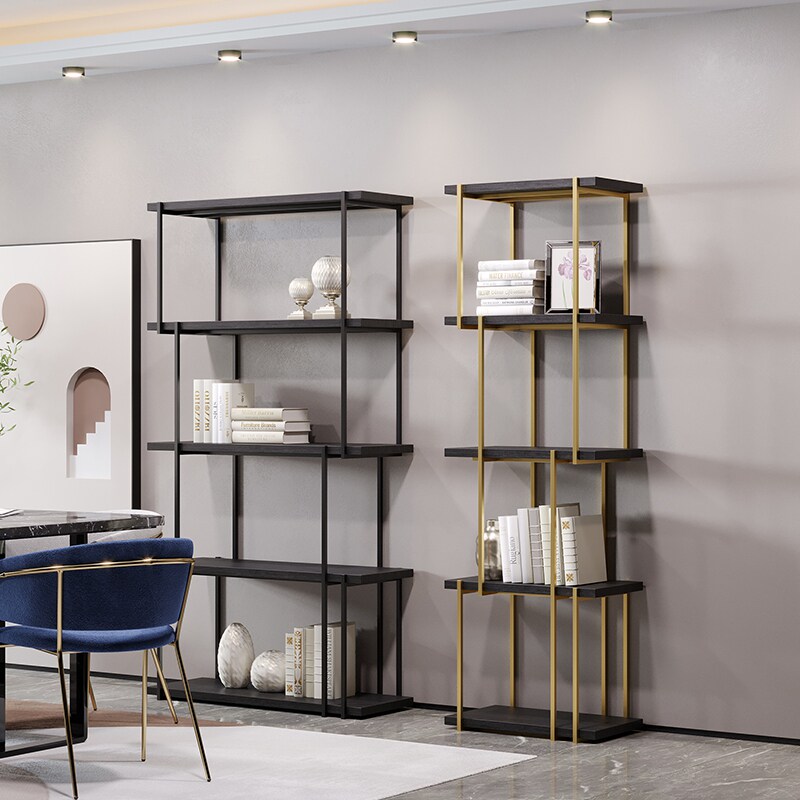 Nordic light luxury industrial style sofa wall bookshelf living room compartment rack floor simple modern display rack home