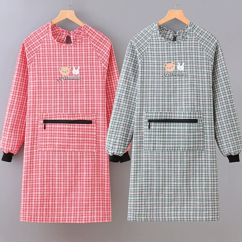 Весенне-осенний фартук для кухни, дома, 2025, новый женский фартук с длинными рукавами для приготовления пищи, фартук для взрослых с защитой от загрязнения нефтью