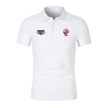 Beijing Shougang Men's Basketball Team Polo 25-26 Season Cba Short-Sleeved Pure Cotton Black and White Player's Same Style Basketball Jersey