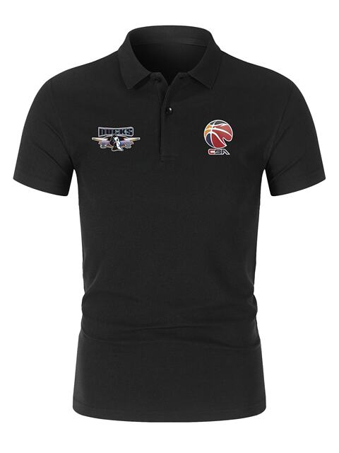 Beijing Shougang Men's Basketball POLO 25-26 season CBA short-sleeved pure cotton black and white players' same style shooting uniform