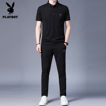 Flower Playboy Summer short sleeve T-shirt for men casual suit 2021 new mens clothing paired with a set of handsome maturation