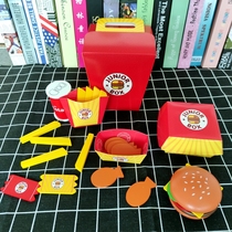 Children's House Fries Burger Coke Family Bucket Combination Wooden Simulation Kitchen Cooking Educational Toys