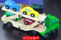 Digger double-deck transport truck roller car alphanumeric car wooden assembly car disassembly educational toys
