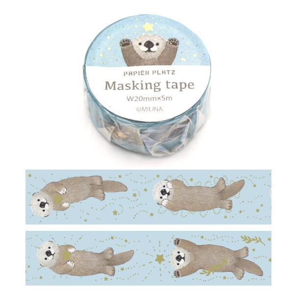 Japanese Papier Platz Cute Otter Blue Otter Washi Tape Journaling Materials