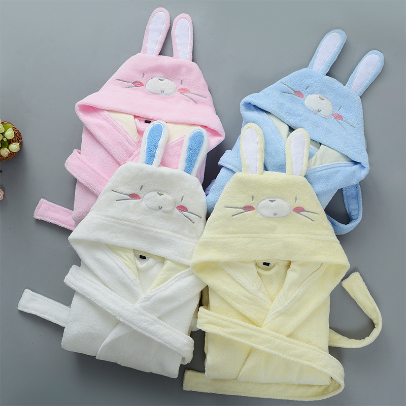 Children's bathrobe Cotton towel material nightgown Cartoon hooded thick autumn and winter boys and girls baby absorbent bathrobe