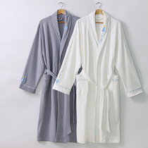 Hotel bathrobe absorbent quick-drying pure cotton nightgown summer five-star men and women lengthened thin couple cotton spring and autumn yukata