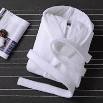 Hotel bathrobe with cap male and female pure cotton towel material thickened long-lovers sleeping robe full cotton water-absorbing speed dry bath clothes winter
