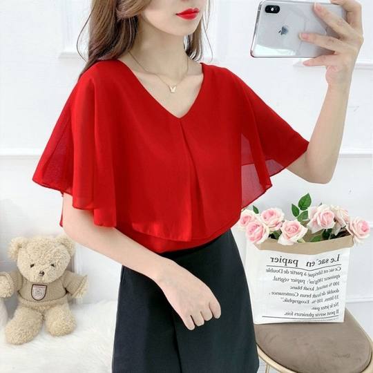 Новая весенне-летняя женская толстая шифоновая рубашка больших размеров, корейская версия, свободная и утягивающая, прикрывающая живот, и модная материнская рубашка