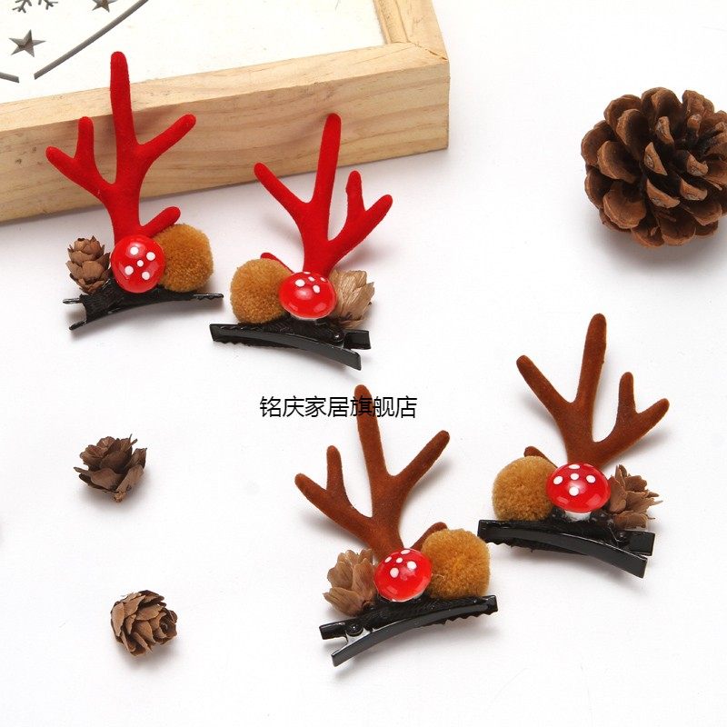 Christmas Day Hair Clip Suit Hairpin Deer Corner Plush Princess Hair Hoop Super Fairy Cartoon Girl Cartoon Hairpin Headwear