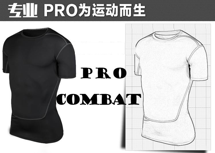 PRO vớ cao căng vest tập thể dục Slim mồ hôi ngắn tay áo thoáng khí và nhanh chóng làm khô bóng rổ thể thao đáy T-Shirt nam