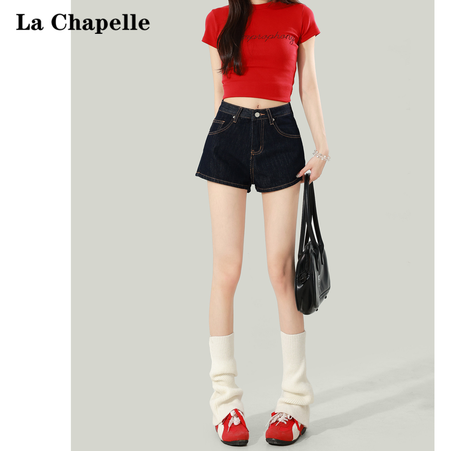 Джинсовые шорты La Chapelle denim с высокой талией - женская летняя верхняя одежда 2025 года, подчеркивающая длинные ноги, и тонкие облегающие брюки а-силуэта Изображение 1