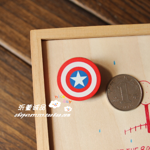 10 đầu gỗ dễ thương Huy hiệu trâm cài người nhện Batman Superman Captain America trâm cài - Trâm cài trâm cài áo cao cấp