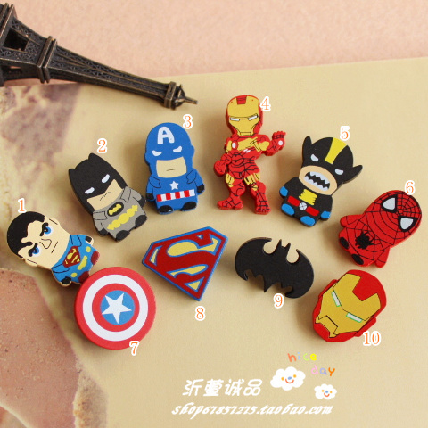 10 đầu gỗ dễ thương Huy hiệu trâm cài người nhện Batman Superman Captain America trâm cài - Trâm cài trâm cài áo cao cấp