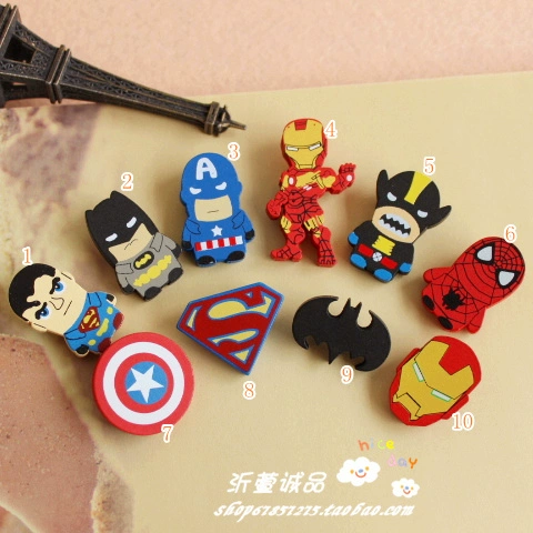 10 đầu gỗ dễ thương Huy hiệu trâm cài người nhện Batman Superman Captain America trâm cài - Trâm cài