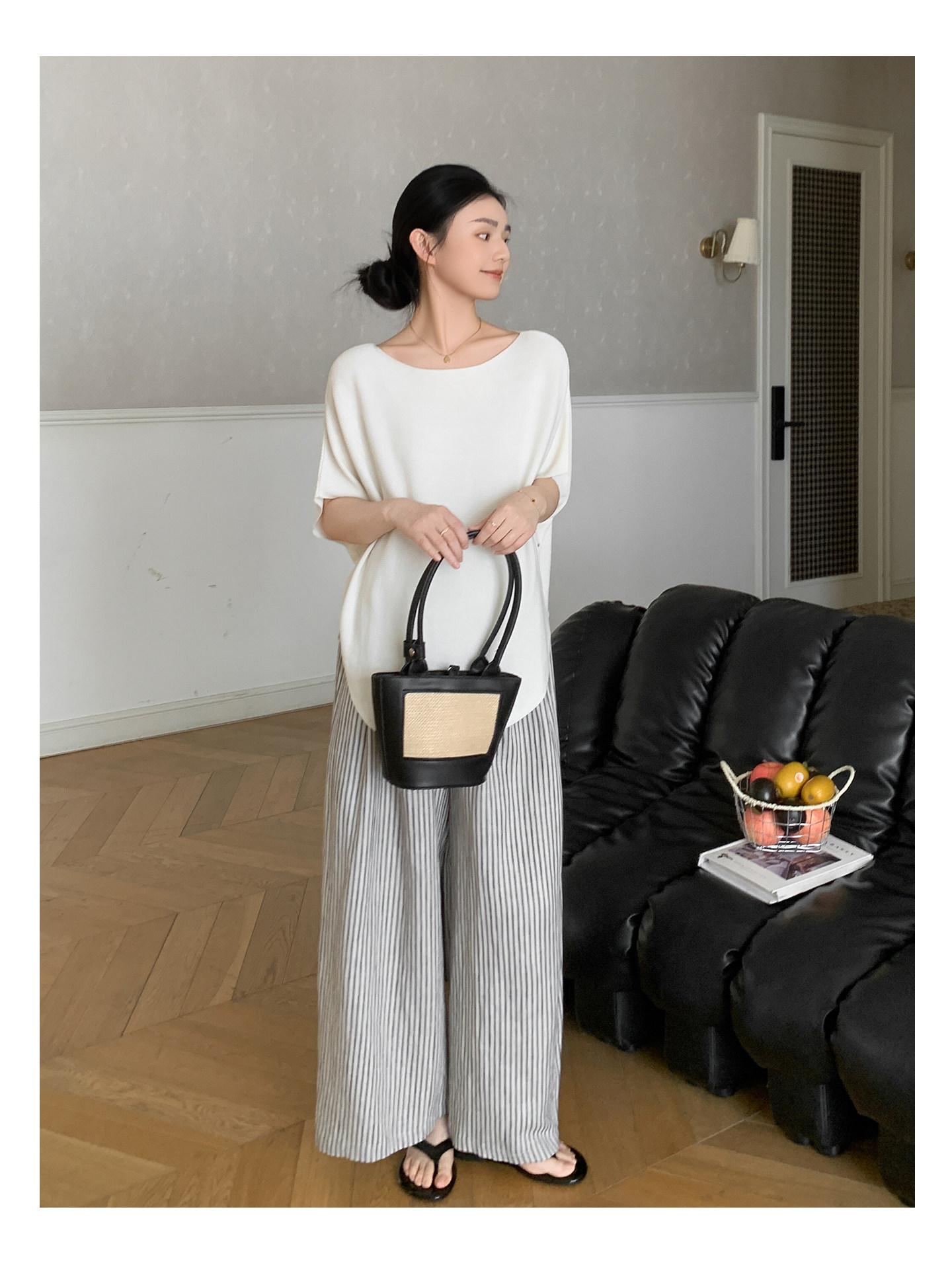 Zma Vertical Stripe Linen ● Maternity Pants Summer Thin Style 2026 Summer Collection Relaxed Loose Wide-Leg Pants Pregnancy Long Pants — 22