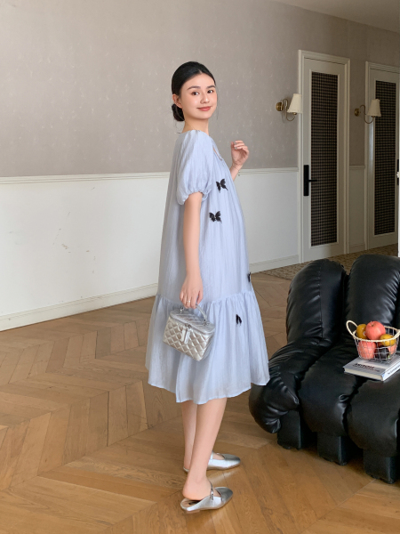 Zma Three-Dimensional Butterfly·Maternity Dress Summer New Style Beautiful Pregnancy Dress Loose Maternity Dress for Summer Wear — 4
