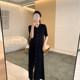 ZMA Maternity Dress Summer Polo Neck Ice Silk Skirt Women's Summer Small Fashionable Western Pregnancy Long Skirt