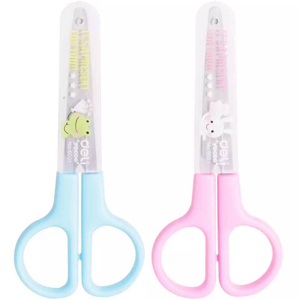 Able Scissors 6021 Students Fine Arts Beauty Work Safety Manual Two-Color Cartoon Learning Supplies Puzzle Cutting Single