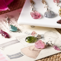 Xiao Xi Jewelry Natural Tourmaline Small Drops Goldfish Gourd Ruyi and Other Mini Small Carvings 925 Beads Handmade