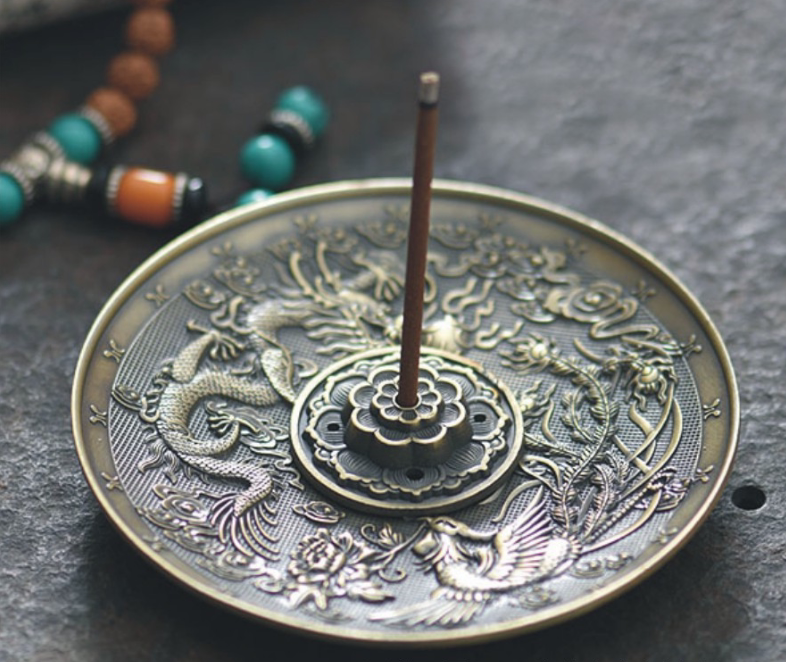 Incense burner home indoor air purification incense burner antique pure copper for Buddha line incense seat creative view incense Zen