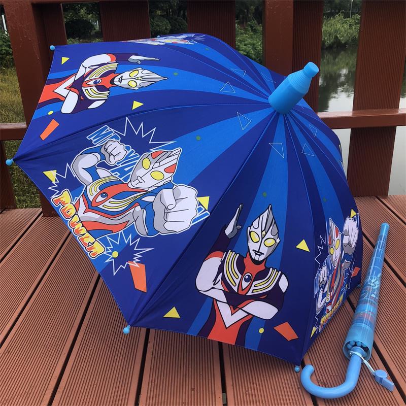 Cartoon Ultraman automatic elementary school boy girl child baby kids shade long handle sunny straight handle creative umbrella