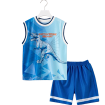 Boy sleeveless suit 2024 summer children sports clothes in childrens basket jersey Two sets of quick dry clothes for children