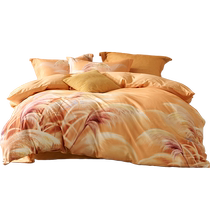 Mercury produces Belles home textile four-piece set of 100% cotton thickened brushed machine washable dormitory home bed sheets and quilt covers