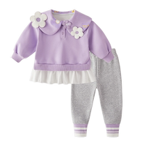 Jerry Baby Girls Suit 2024 Baby Lapel Sweater Pants Two-piece Set Childrens Clothing Childrens Autumn and Winter Clothing Plus Velvet
