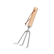 (One piece) Stanley stainless steel garden rake soil loosening farm tool two teeth and three claws special weeding tool
