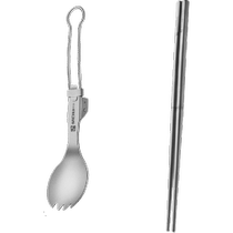 Edo pure titanium chopsticks and spoons 2-piece set outdoor camping picnic tableware lightweight portable foldable and easy to store
